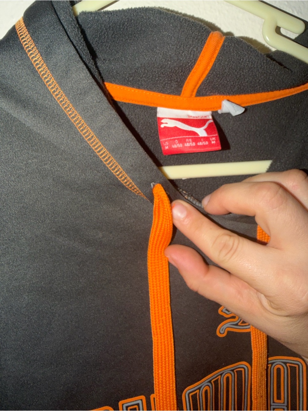 Puma Dark Gray Hoodie with Bright Orange Accents